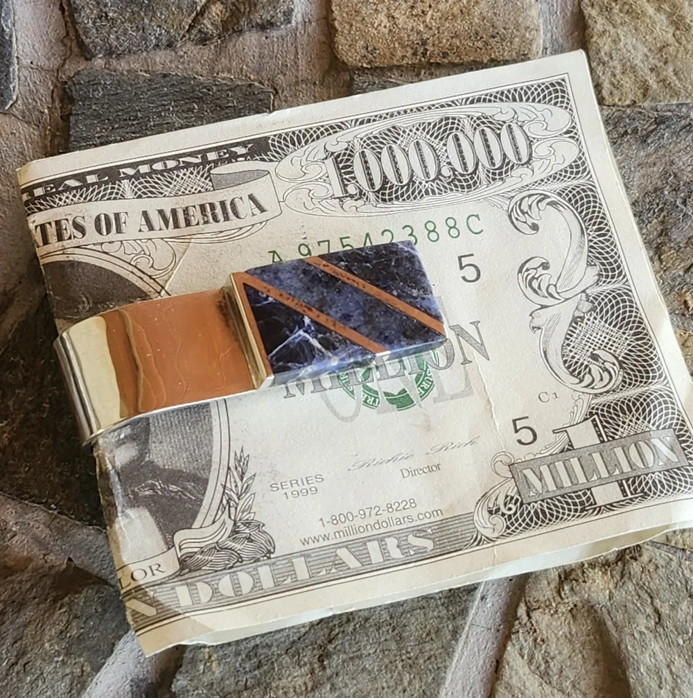 Sterling Silver Sodalite GEMSTONE Money CLIP
